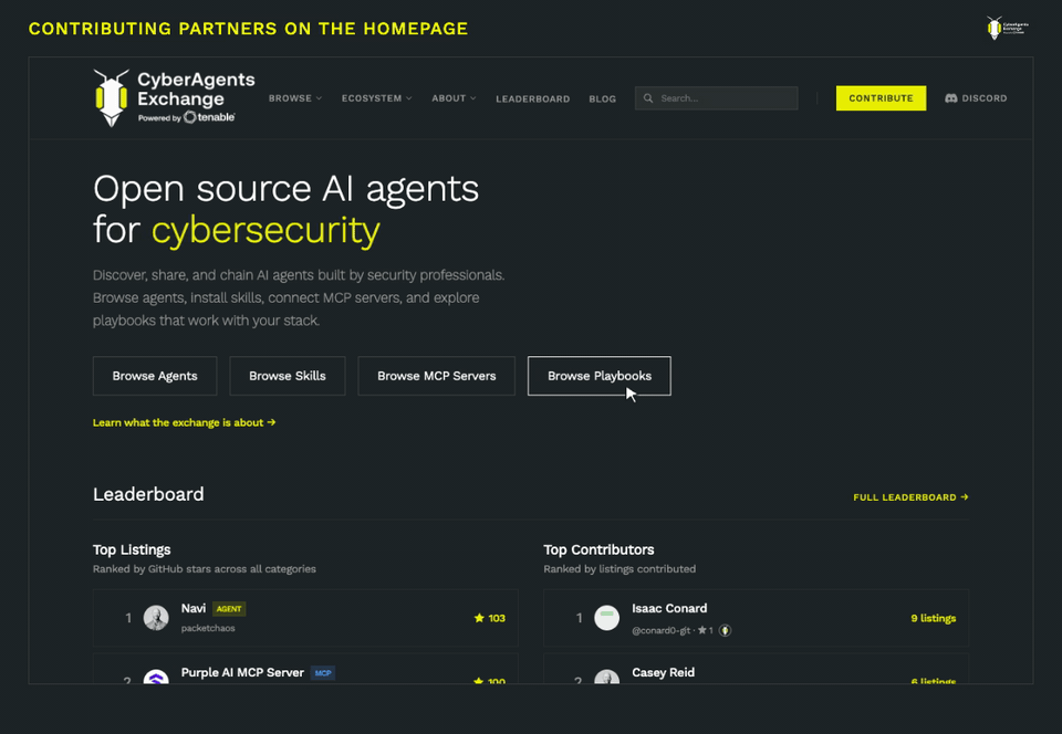Contributing partners on the homepage demo